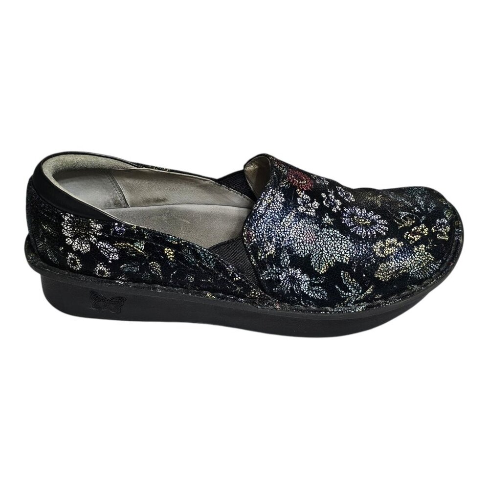 Alegria Debra Herbaceous Black Floral Clog Womens 39 US 9 Shoes Slip-On Nursing - Picture 2 of 10